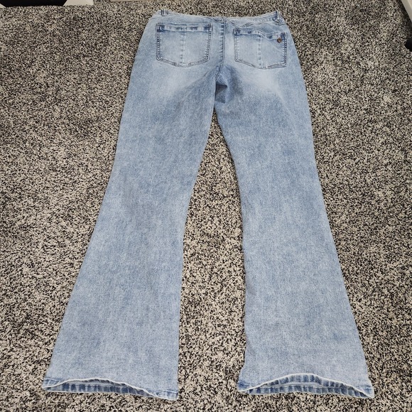 Democracy Ab Solution Lightwash Faded Bootcut Flare Jeans Women's Sz 12 Stretch - Picture 2 of 8